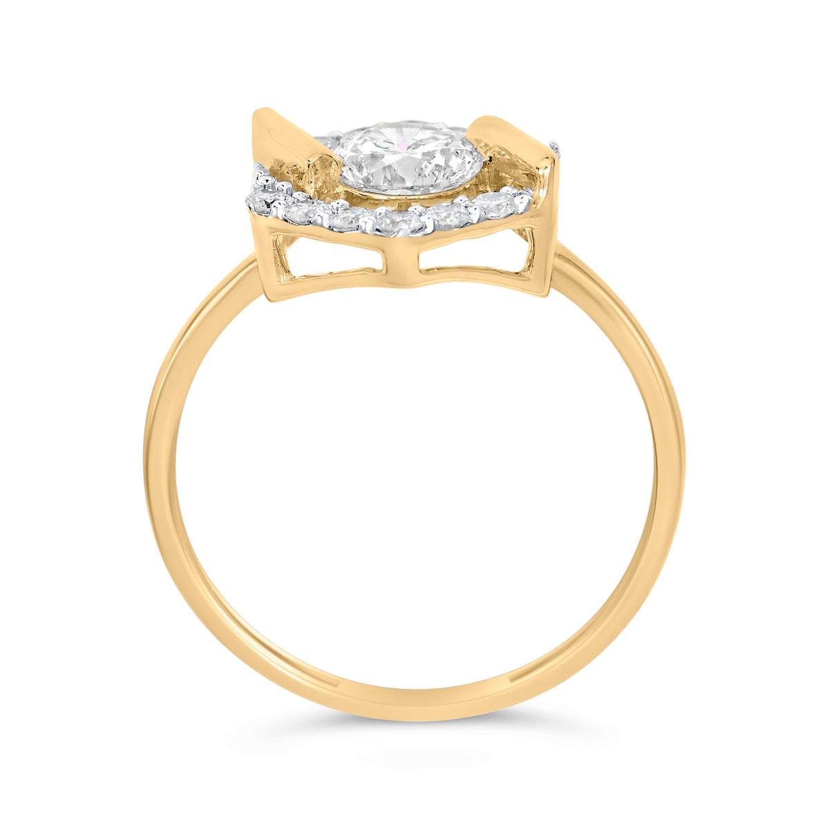 10K Yellow Gold Plated Silver 1.0 Cttw Lab Grown Diamond Hexagon Halo Ring
