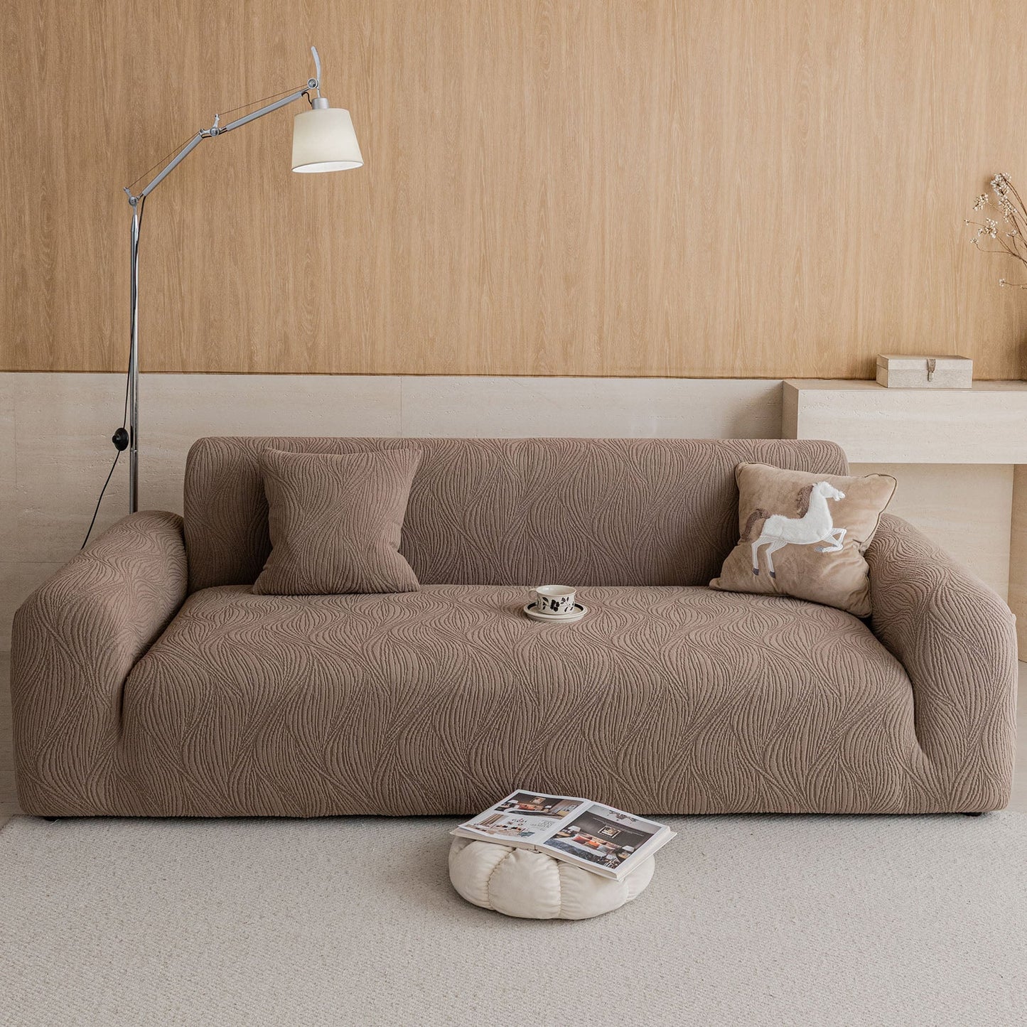 Elastic Stretch Sofa Cover Slipcover, Thick Plush Wavy Flowing Texture Couch Cover