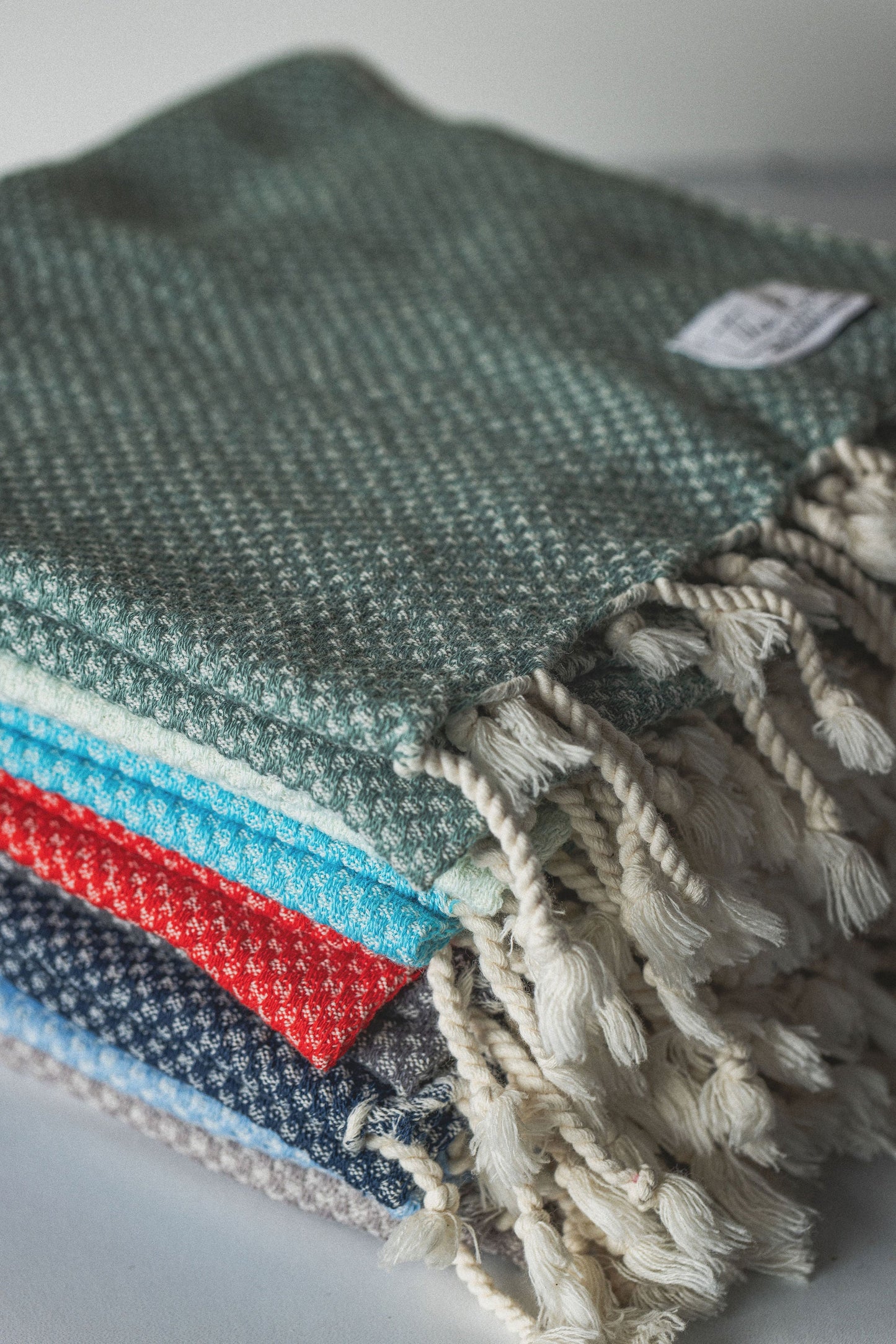 Waffle Weave Hand Towel Collection – 20”x40” Organic Turkish Cotton Towels with Tassels