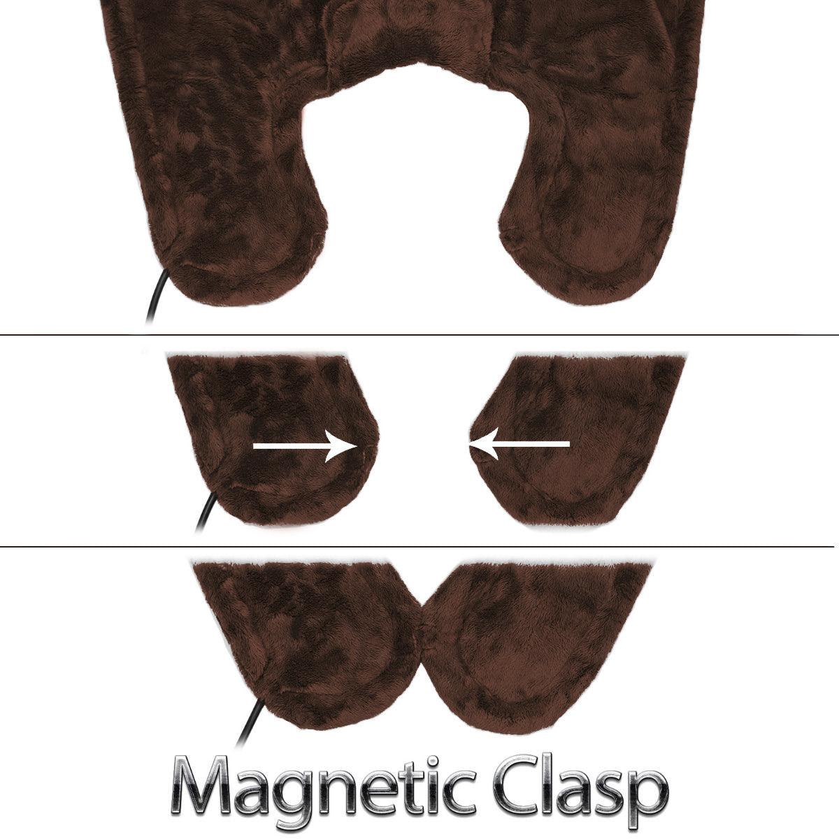 Therapeutic Heated Shoulder Neck Wrap Heating Pad w/ Magnetic Clasp - Brown