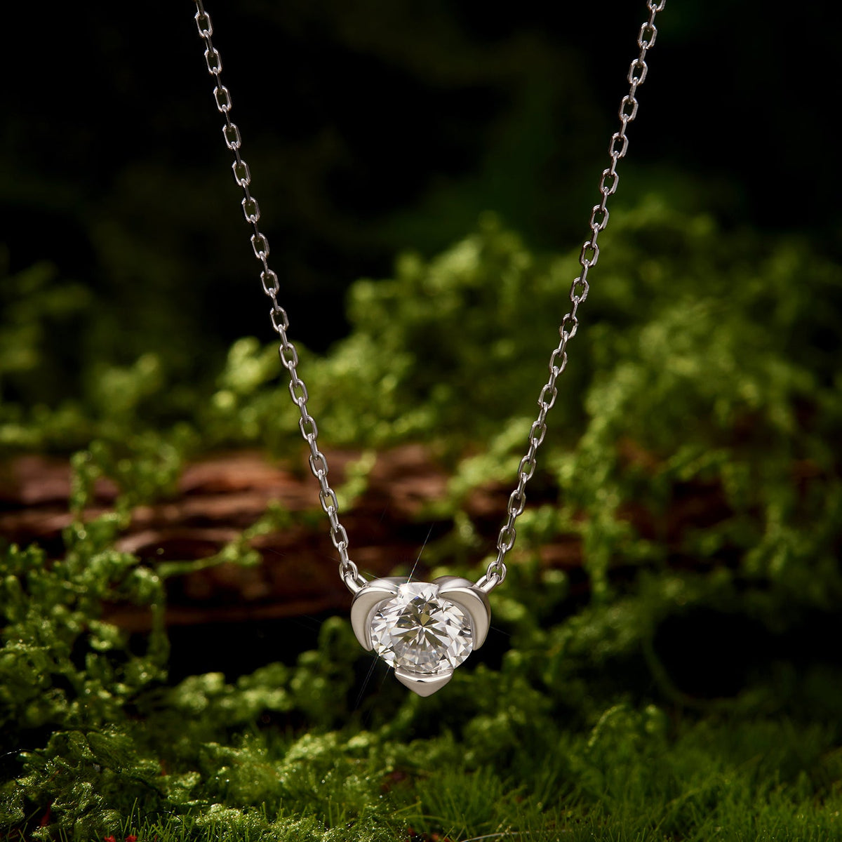 925 Sterling Silver White Gold Plated 1ct Moissanite 40+5cm Necklace for Women