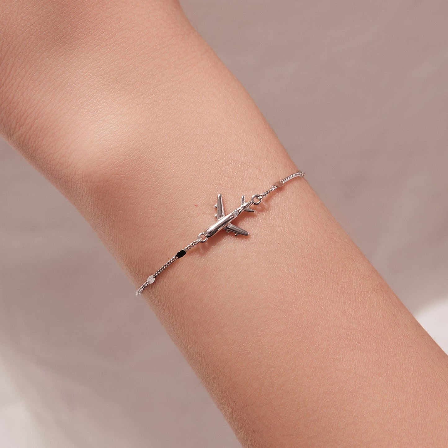 925 Sterling Silver White Gold Plated 16+5cm Bracelet with CZ Pendant for Women