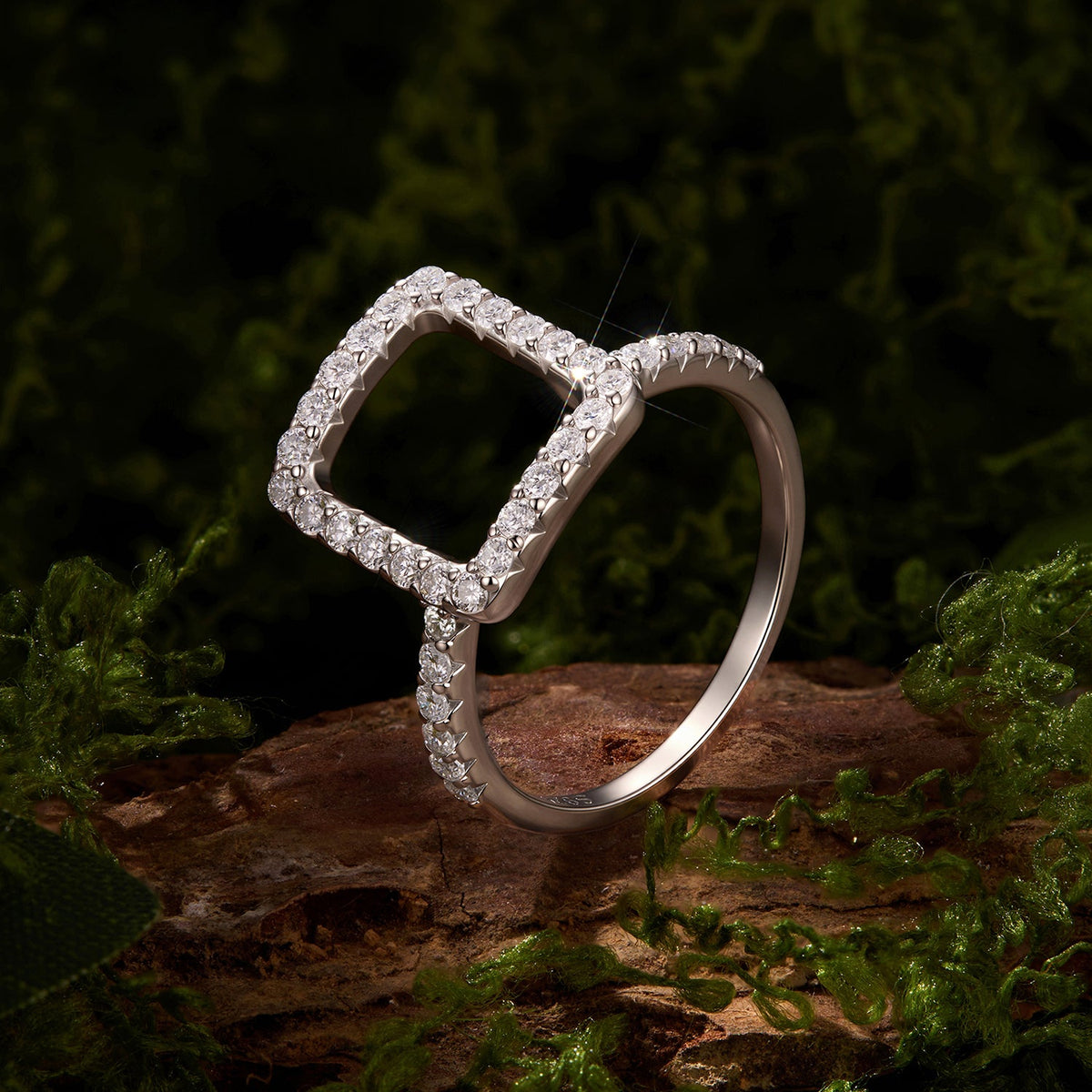 925 Sterling Silver White Gold Plated Size 6 Moissanite Ring for Women