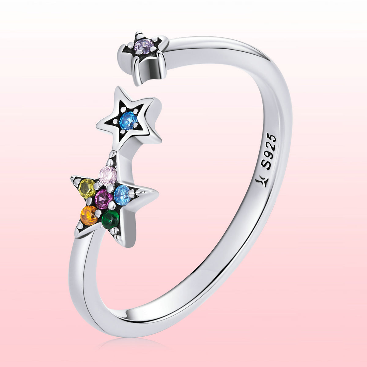 925 Sterling Silver Oxidized Pavé Setting CZ Ring