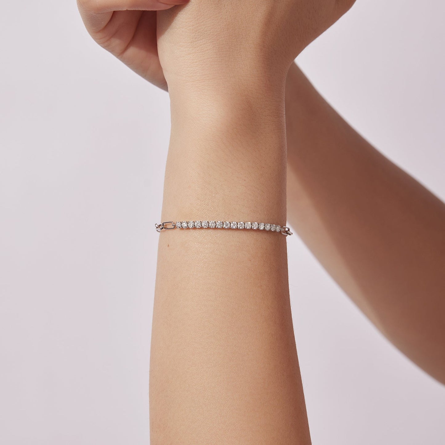 925 Sterling Silver + Moissanite White Gold 21cm Bracelet for Women