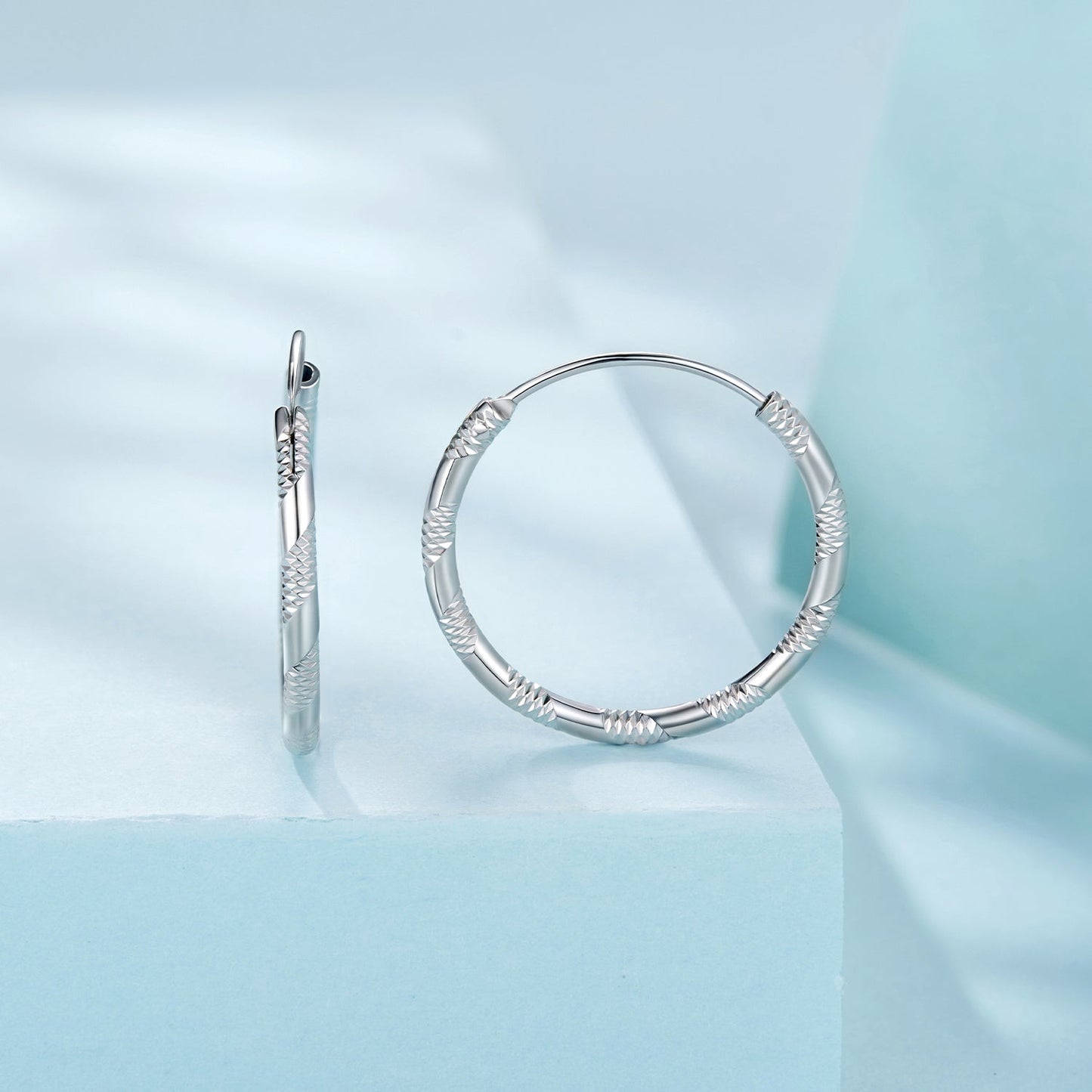 925 Sterling Silver Plated White Gold Earrings 3.0cm for Women