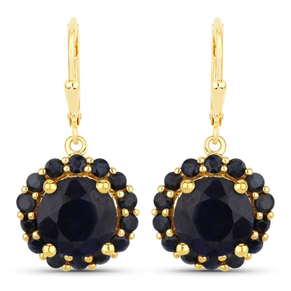 11.37 Carat Dyed Sapphire and Blue Sapphire .925 Sterling Silver Earrings