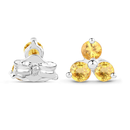 0.72 Carat Genuine Yellow Sapphire .925 Sterling Silver Earrings