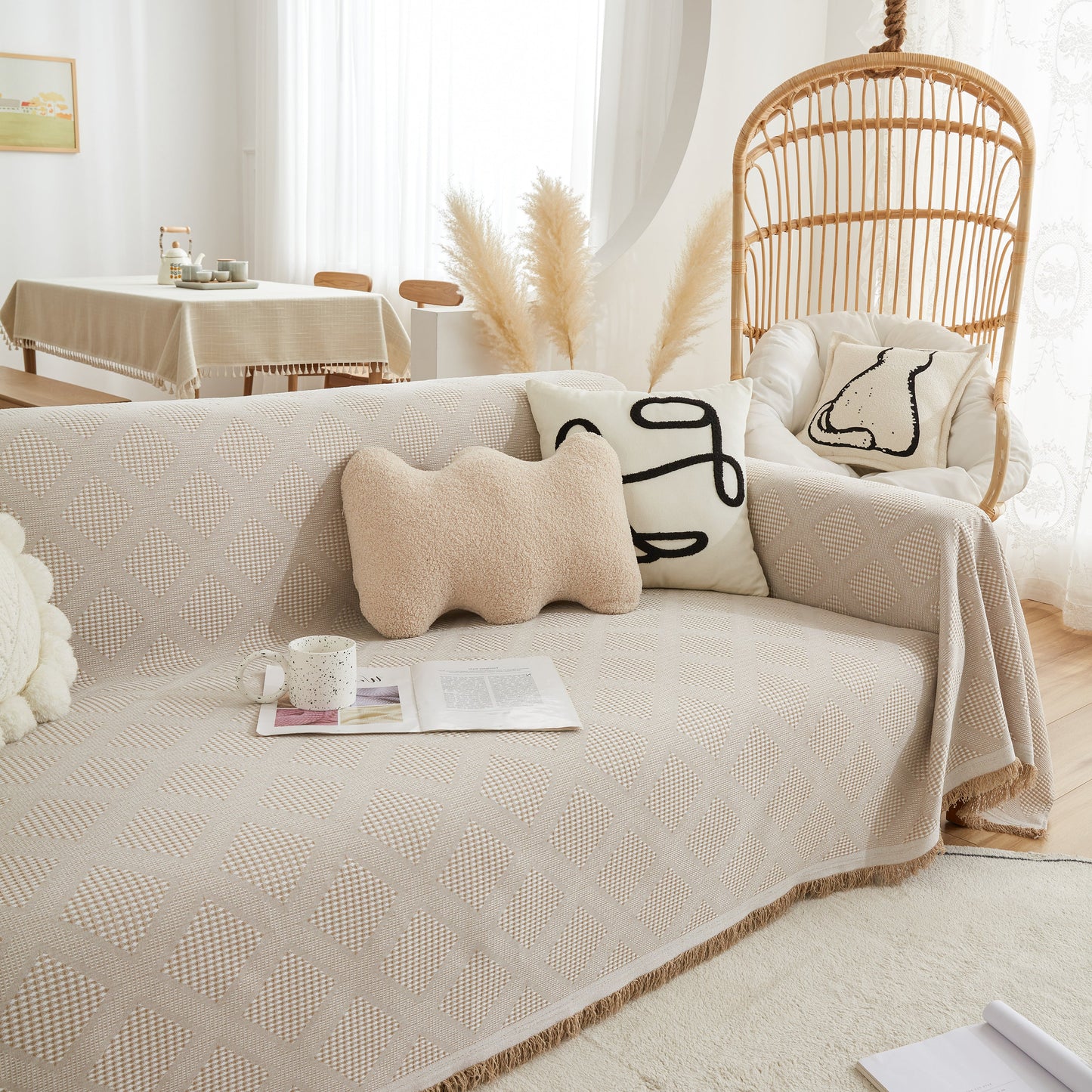 High-Quality Polyester Fabric Sofa Throw, Couch Cover Blanket Throw, Couch Protector for Pets
