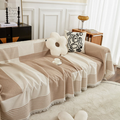 Waffle Lattice Fabric Sofa Cover, Multi-purpose Soft Sofa Throw, Couch Cover Blanket Throws for Couches