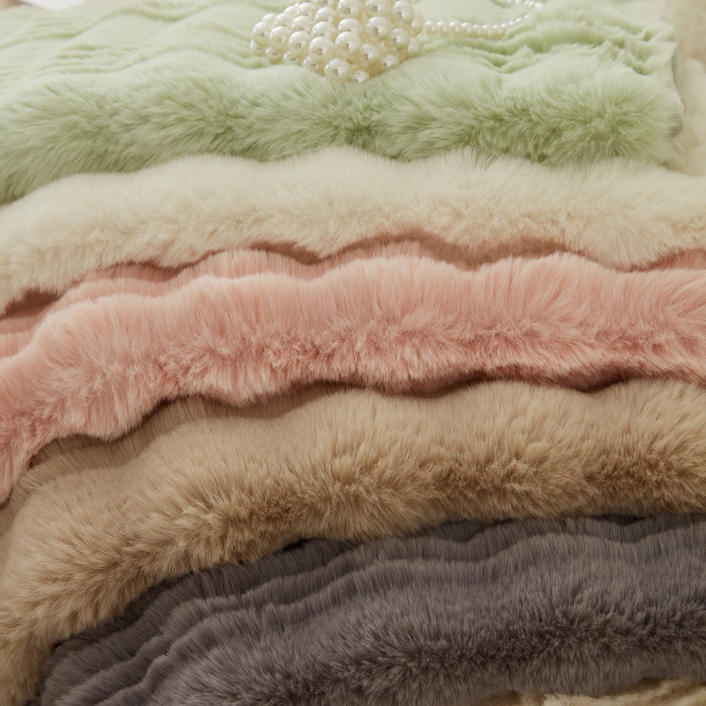Soft Thick Faux Fur Sofa Cover Stripe Fluffy Fuzzy Non-Slip Washable Couch Covers