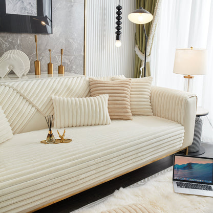 Winter Thickened Rabbit Plush Non-slip Sofa Cushion, Faux Fur Fluffy Furniture Protector