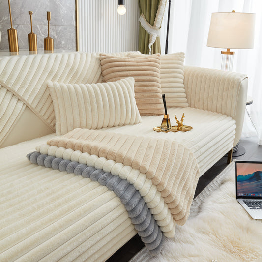 Winter Thickened Rabbit Plush Non-slip Sofa Cushion, Faux Fur Fluffy Furniture Protector