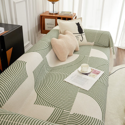 Cotton Jacquard Lucky Gather Sofa Cover Blanket, L Shaped Couch Cover, Sofa Throw Cover