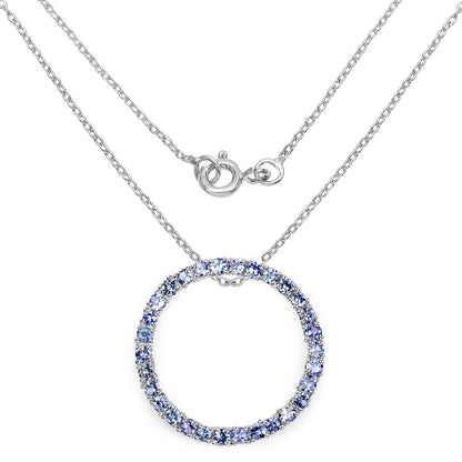 3.00 Carat Genuine Tanzanite .925 Sterling Silver Pendant