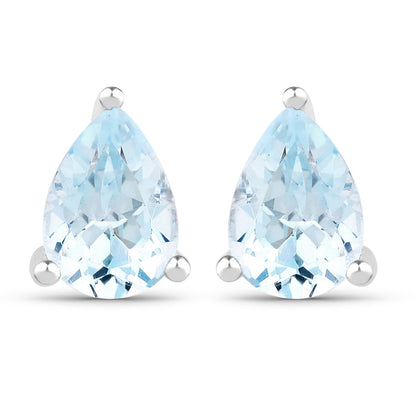 1.64 Carat Genuine Blue Topaz .925 Sterling Silver Earrings