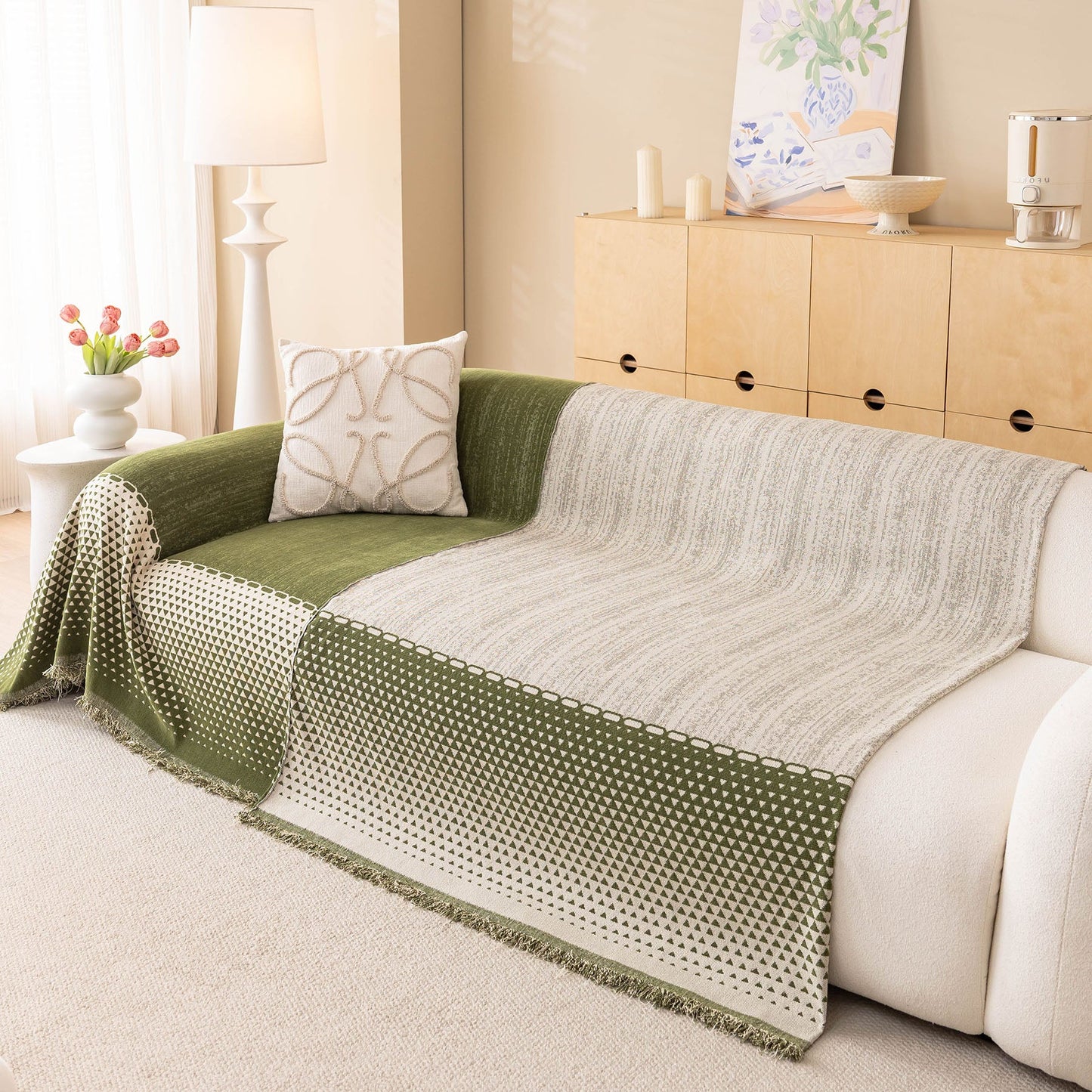 Decorative Couch Throw Cover, Washable Boho Couch Blanket Protector for Dogs, Cats