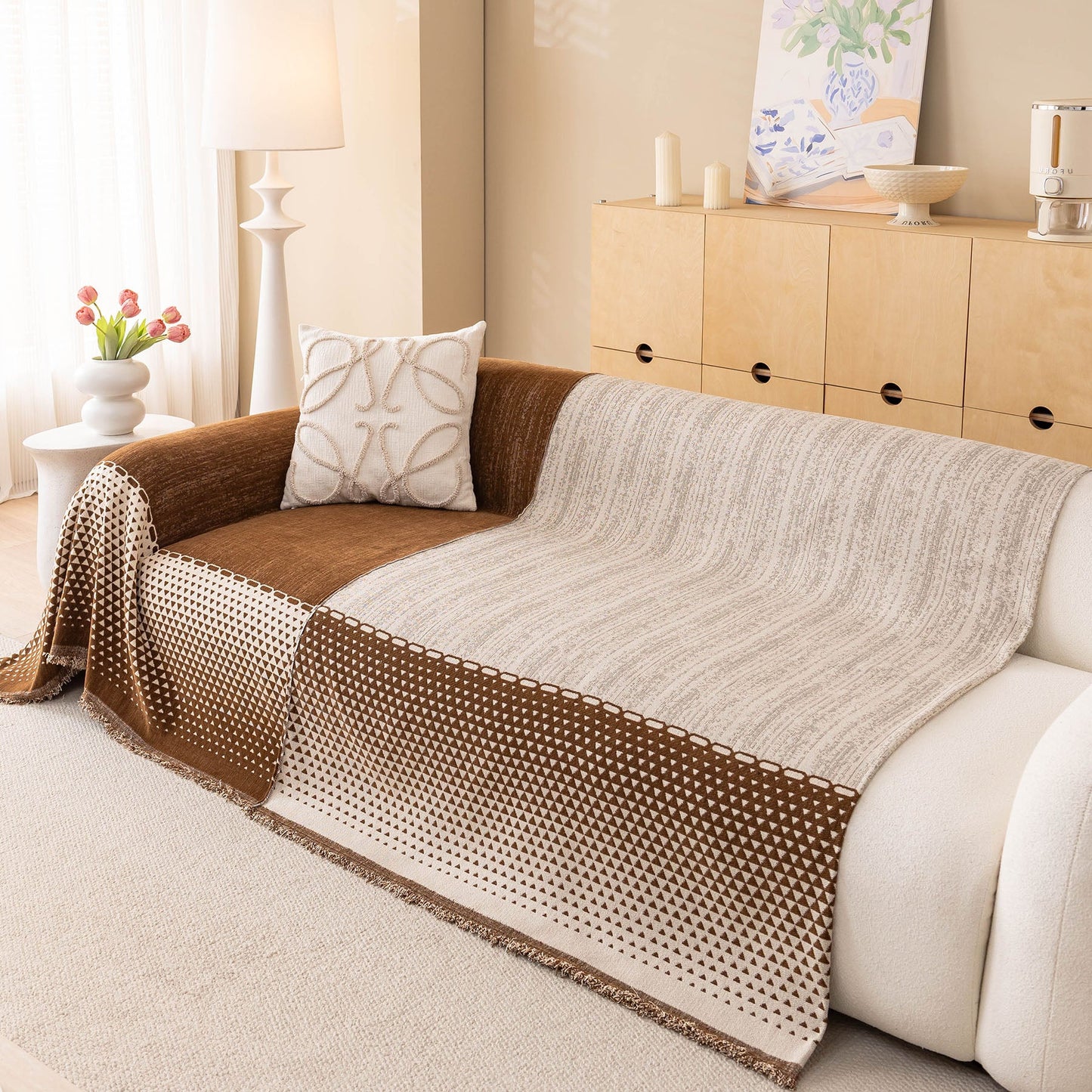 Decorative Couch Throw Cover, Washable Boho Couch Blanket Protector for Dogs, Cats