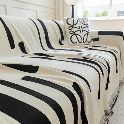 Soft Cozy Chenille Throw Cover for Couch with Tassel Accents, Dustproof Soft Throws for Sofa