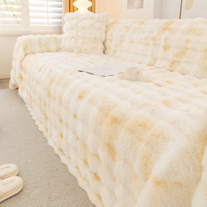 Thick Faux Fur Couch Cover Fluffy Fuzzy Warm Washable Furniture Protector for Kids Pets