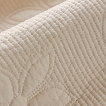 Floral Cotton Quilted Sofa Cover, Non-Slip Couch Protector with Scalloped Edges