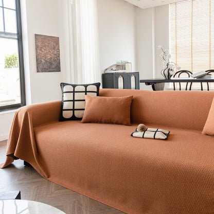 Herringbone Textured Sofa Throw Blanket, Durable Pet Friendly Modern Couch Slipcover