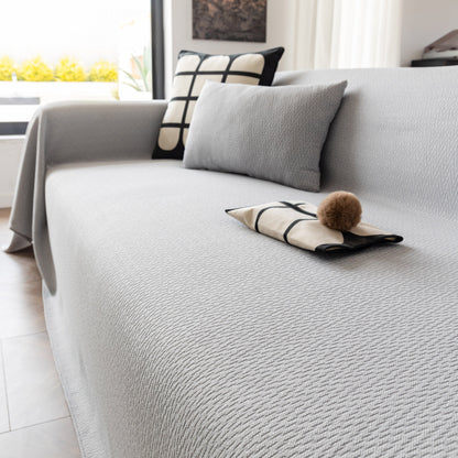 Herringbone Textured Sofa Throw Blanket, Durable Pet Friendly Modern Couch Slipcover