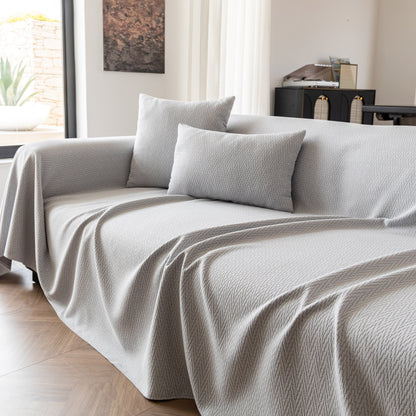 Herringbone Textured Sofa Throw Blanket, Durable Pet Friendly Modern Couch Slipcover