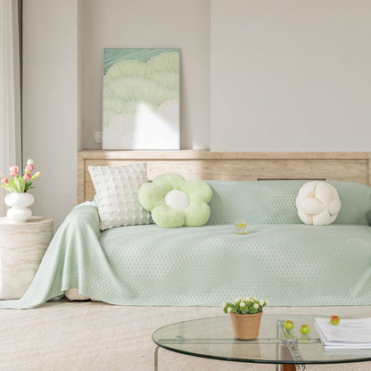 Cooling Ice Silk Sofa Throw Cover, Summer Diamond Textured Furniture Protector Blanket