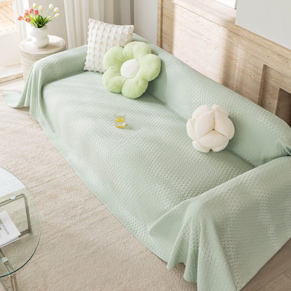 Cooling Ice Silk Sofa Throw Cover, Summer Diamond Textured Furniture Protector Blanket