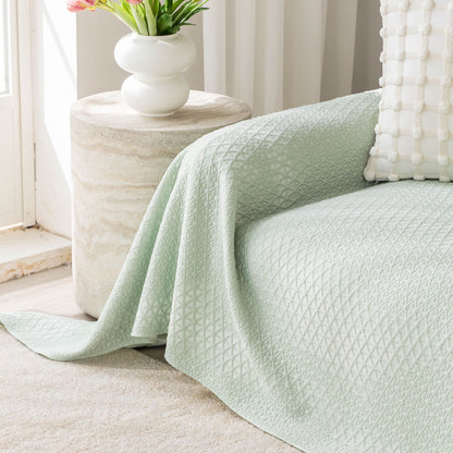 Cooling Ice Silk Sofa Throw Cover, Summer Diamond Textured Furniture Protector Blanket