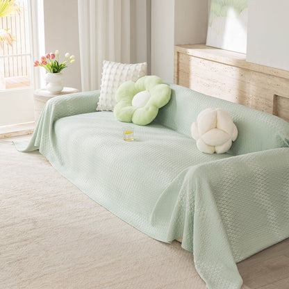 Cooling Ice Silk Sofa Throw Cover, Summer Diamond Textured Furniture Protector Blanket