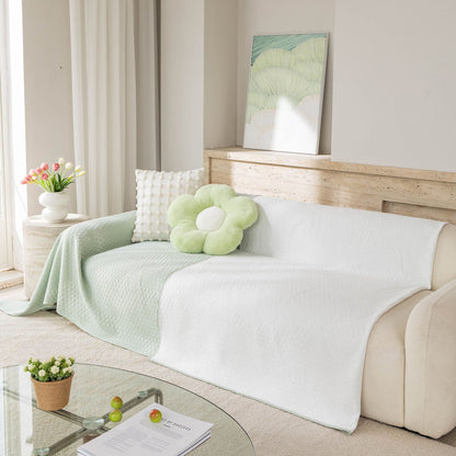 Cooling Ice Silk Sofa Throw Cover, Summer Diamond Textured Furniture Protector Blanket