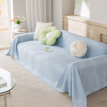 Cooling Ice Silk Sofa Throw Cover, Summer Diamond Textured Furniture Protector Blanket
