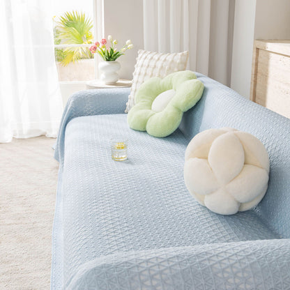 Cooling Ice Silk Sofa Throw Cover, Summer Diamond Textured Furniture Protector Blanket