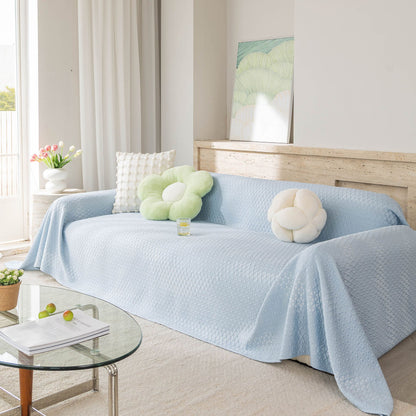 Cooling Ice Silk Sofa Throw Cover, Summer Diamond Textured Furniture Protector Blanket
