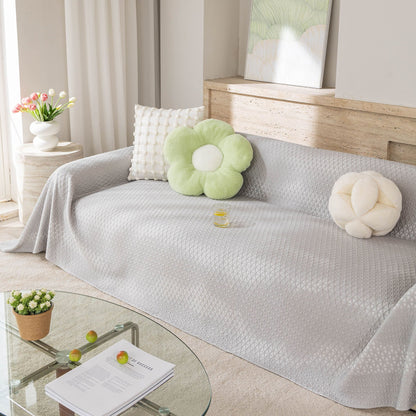 Cooling Ice Silk Sofa Throw Cover, Summer Diamond Textured Furniture Protector Blanket