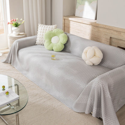 Cooling Ice Silk Sofa Throw Cover, Summer Diamond Textured Furniture Protector Blanket
