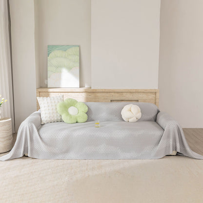 Cooling Ice Silk Sofa Throw Cover, Summer Diamond Textured Furniture Protector Blanket