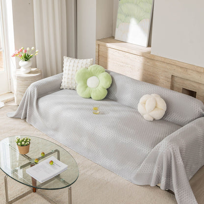Cooling Ice Silk Sofa Throw Cover, Summer Diamond Textured Furniture Protector Blanket