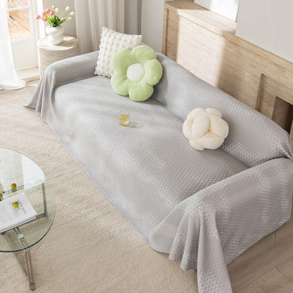 Cooling Ice Silk Sofa Throw Cover, Summer Diamond Textured Furniture Protector Blanket