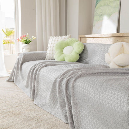 Cooling Ice Silk Sofa Throw Cover, Summer Diamond Textured Furniture Protector Blanket