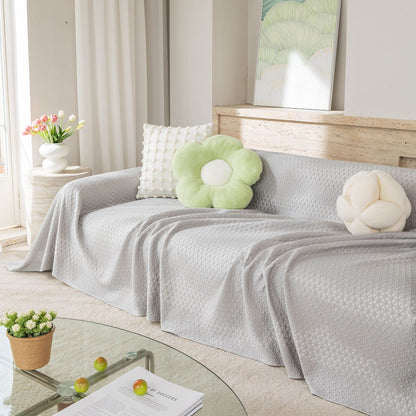 Cooling Ice Silk Sofa Throw Cover, Summer Diamond Textured Furniture Protector Blanket