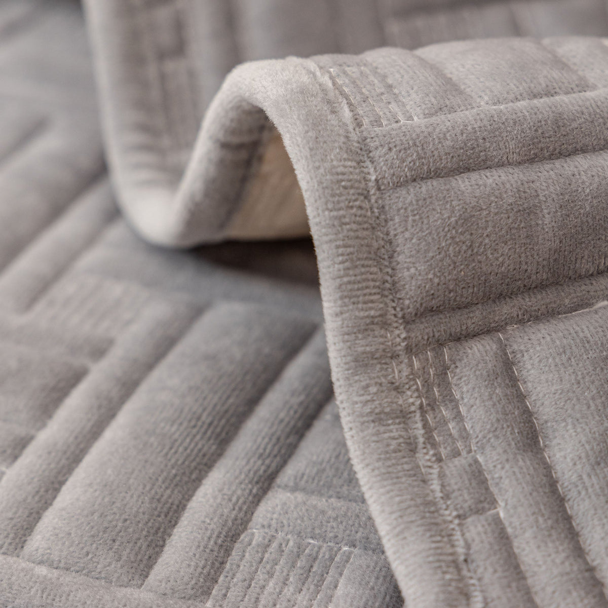 Quilted Velvet Sofa Cover, Thick Padded Couch Protector with Raised Geometric Texture