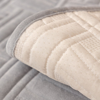 Quilted Velvet Sofa Cover, Thick Padded Couch Protector with Raised Geometric Texture