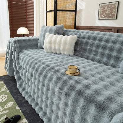 Thick Faux Fur Sofa Cover Fluffy Plush Warm Sofa Slipcover Furniture Protector for Couch Bed