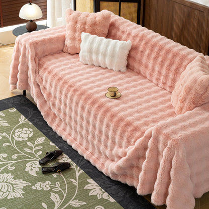 Thick Faux Fur Sofa Cover Fluffy Plush Warm Sofa Slipcover Furniture Protector for Couch Bed