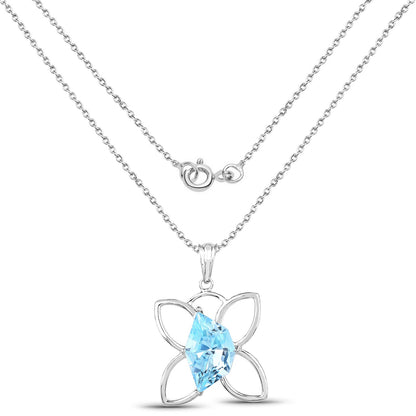 10.58 Carat Genuine Swiss Blue Topaz .925 Sterling Silver Pendant