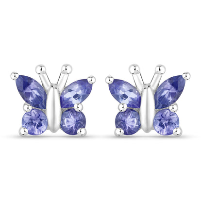 0.96 Carat Genuine Tanzanite .925 Sterling Silver Earrings