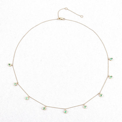 0.90 Carat Genuine Zambian Emerald 10K Yellow Gold Necklace